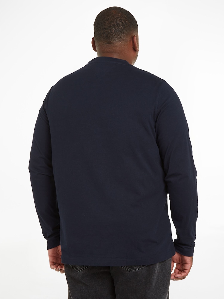 Tommy Hilfiger Blue Big And Tall Long Sleeve 100% Cotton T-Shirt - Image 2 of 6