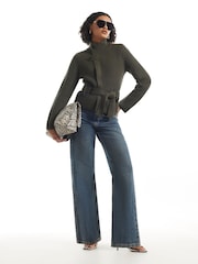 River Island Green Tie Rib Cardigan - Image 3 of 4