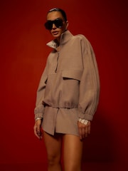 River Island Grey Hybrid Detail Tailored Bomber Jacket - Image 1 of 4