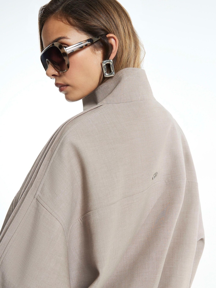 River Island Grey Hybrid Detail Tailored Bomber Jacket - Image 4 of 4 River Island Grey Hybrid Detail Tailored Bomber Jacket - Image 4 of 4