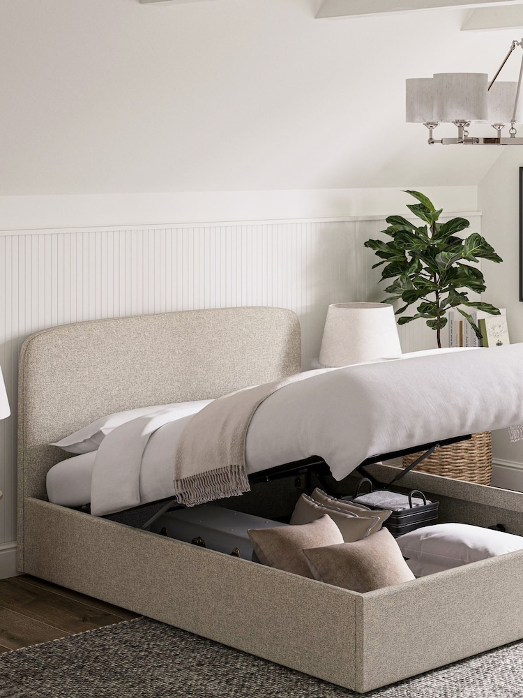 Natural Light Tweedy Plain Matson Ottoman Storage Bed Frame - Image 1 of 10 Natural Light Tweedy Plain Matson Ottoman Storage Bed Frame - Image 1 of 10