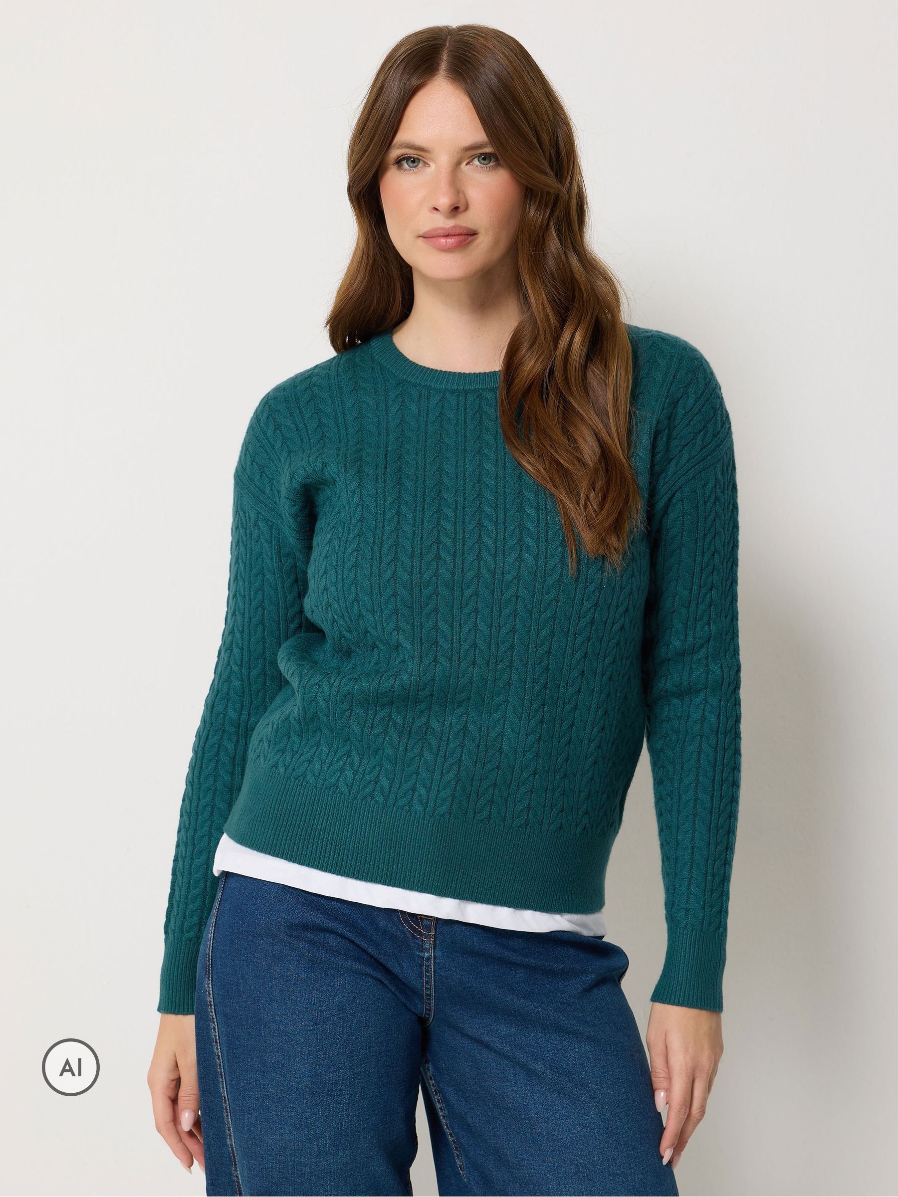 M & Co Women's Blue Mini Cable Jumper - Image 1