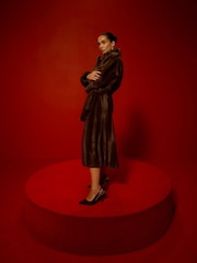 River Island Brown Faux Fur Belted Robe Coat - Image 2 of 4