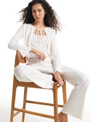 River Island Long Sleeve Ditsy Pointelle 3-Piece Pyjama Set - Image 1 of 4
