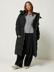 PixieGirl Petite Black Midi Padded Coat - Image 1 of 6