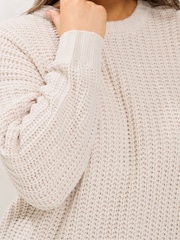 Yours Curve Natural Longline Waffle Knit Jumper - Image 4 of 6