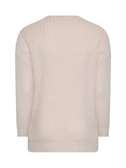 Yours Curve Natural Longline Waffle Knit Jumper - Image 6 of 6