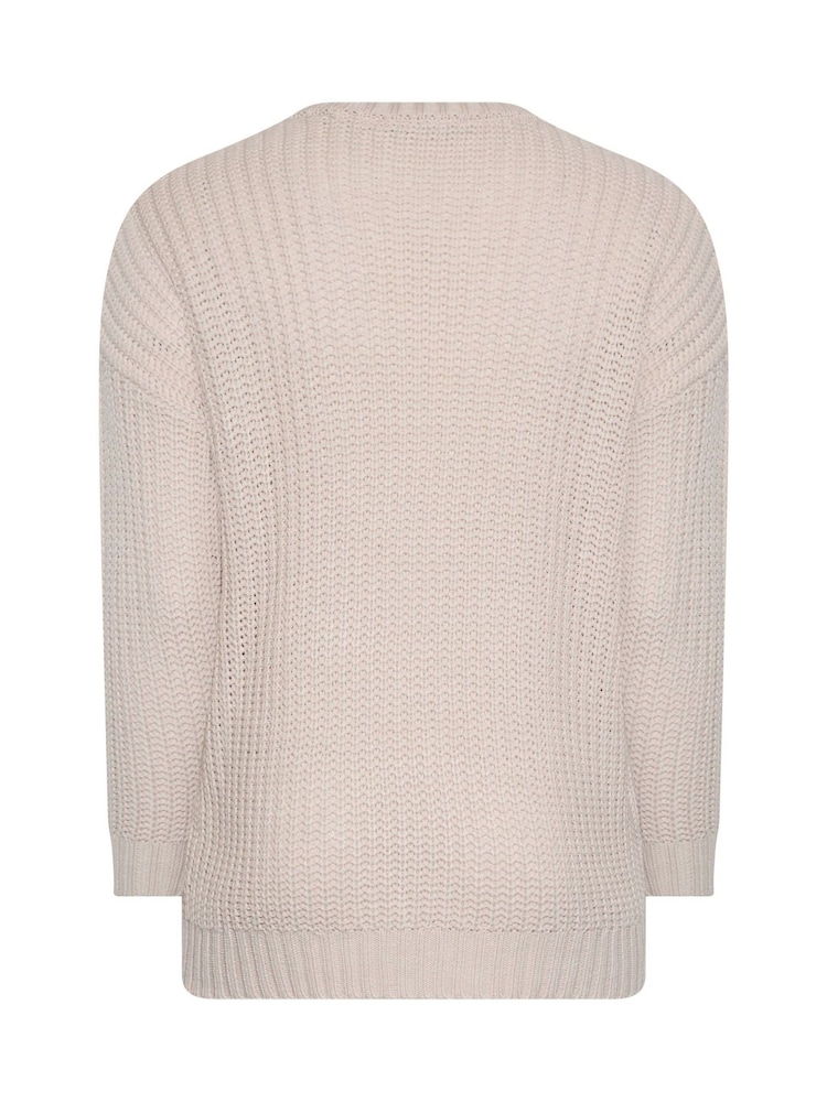 Yours Curve Natural Longline Waffle Knit Jumper - Image 6 of 6 Yours Curve Natural Longline Waffle Knit Jumper - Image 6 of 6