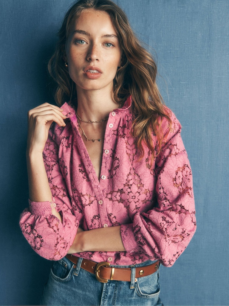 Boden Pink Erica Lace Top - Image 1 of 6 Boden Pink Erica Lace Top - Image 1 of 6