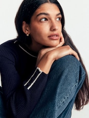 Boden Blue Paula Ribbed Boatneck Jumper - Image 2 of 6