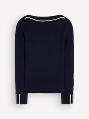 Boden Blue Paula Ribbed Boatneck Jumper - Image 5 of 6