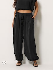 PixieGirl Petite Black Satin Balloon Trousers - Image 2 of 6
