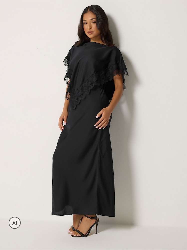 PixieGirl Petite Satin Lace Cape Maxi Dress - Изображение 1 6