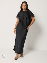 PixieGirl Petite Satin Lace Cape Maxi Dress - Изображение 2 6