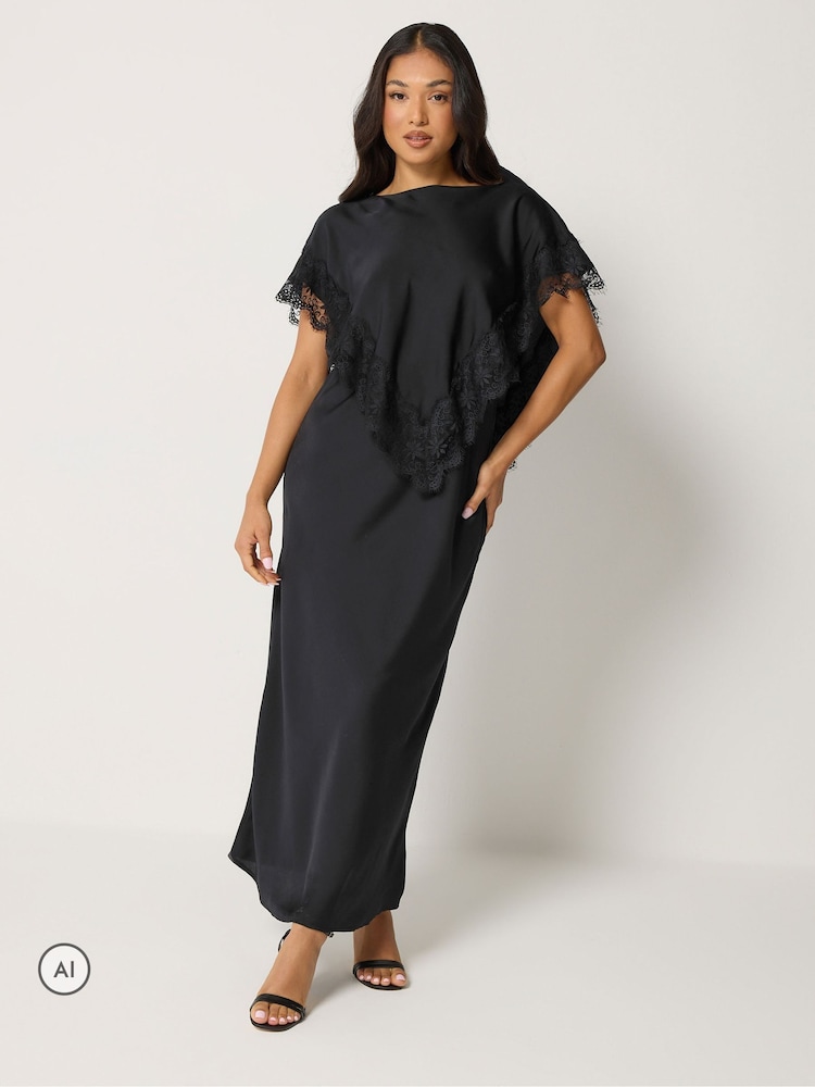 PixieGirl Petite Satin Lace Cape Maxi Dress - Изображение 2 6
