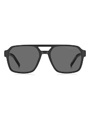 Tommy Hilfiger Black Square Double-Bridge Sunglasses In Black - Image 2 of 6