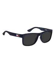 Tommy Hilfiger Blue Rectangular Sunglasses in Matte Blue - Image 1 of 5