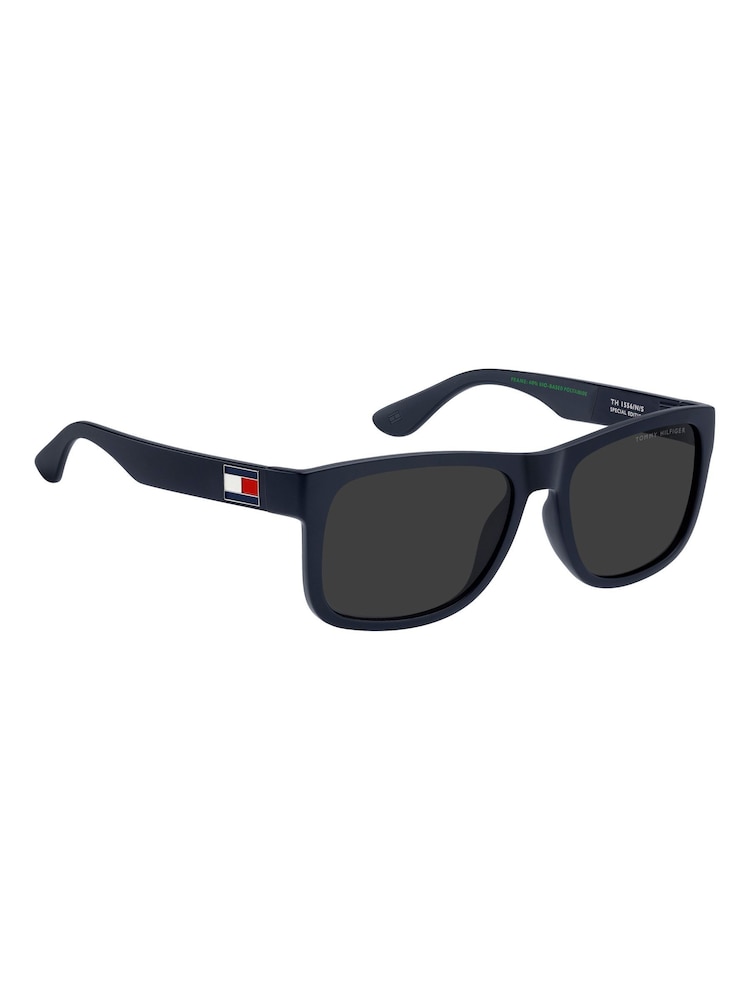 Tommy Hilfiger Blue Rectangular Sunglasses in Matte Blue - Image 1 of 5