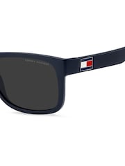 Tommy Hilfiger Blue Rectangular Sunglasses in Matte Blue - Image 3 of 5