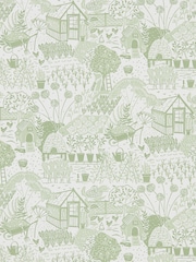 Sanderson Home Green The Allotment 10.05M Wallpaper - Image 3 of 3