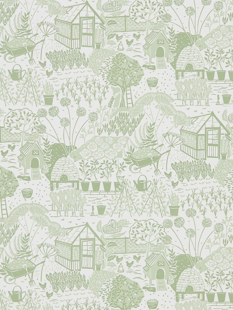 Sanderson Home Green The Allotment 10.05M Wallpaper - Image 3 of 3