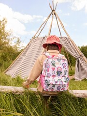 Cath Kidston Lilac Purple Rosette Print Frill Front Backpack - Image 1 of 10