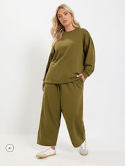 Жасыл - Yours Curve Sweatshirt And Barrel Joggers Set - 6суретінің 1 суреті
