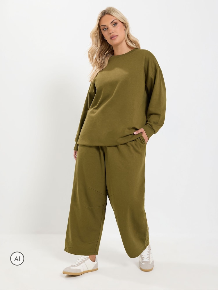 Жасыл - Yours Curve Sweatshirt And Barrel Joggers Set - 6суретінің 1 суреті