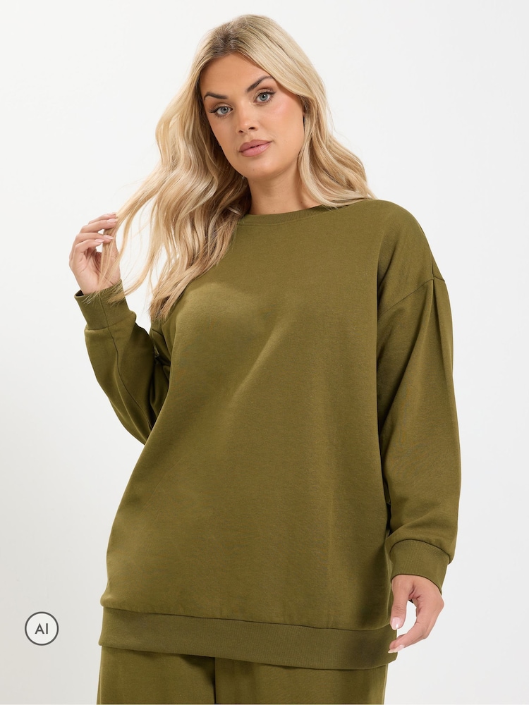 Жасыл - Yours Curve Sweatshirt And Barrel Joggers Set - 6суретінің 2 суреті