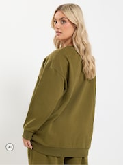 Жасыл - Yours Curve Sweatshirt And Barrel Joggers Set - 6суретінің 3 суреті