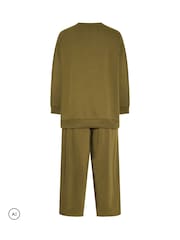 Жасыл - Yours Curve Sweatshirt And Barrel Joggers Set - 6суретінің 6 суреті