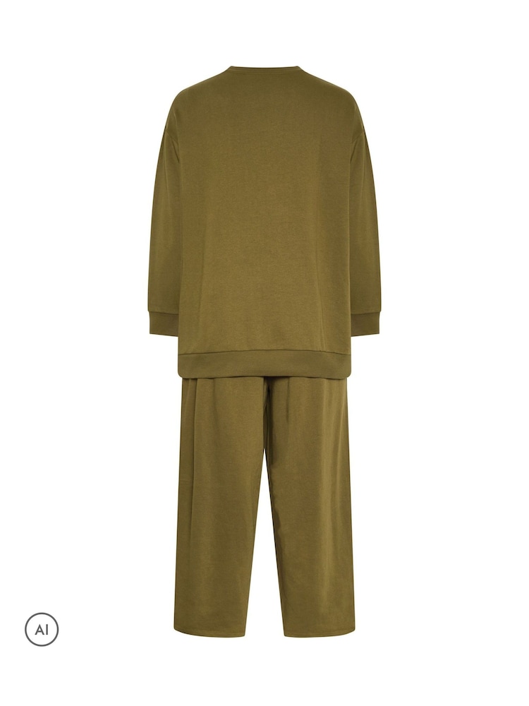 Жасыл - Yours Curve Sweatshirt And Barrel Joggers Set - 6суретінің 6 суреті
