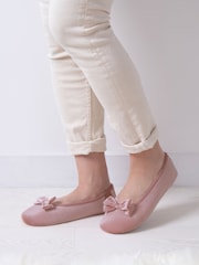 Totes Pink Isotoner Ladies Sparkle Velour Ballet Slippers - Image 1 of 4