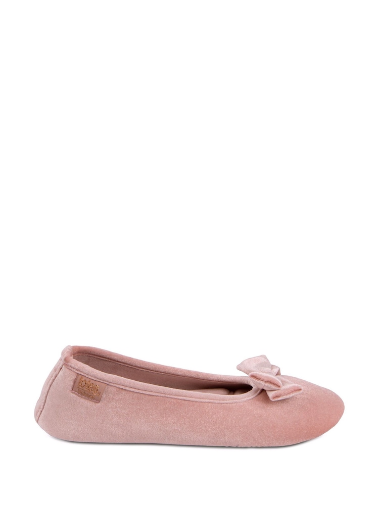 Totes Pink Isotoner Ladies Sparkle Velour Ballet Slippers - Image 2 of 4