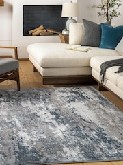 LIVABLISS Blue Flow Allegro Abstract Modern Marble Rug - Image 1 of 8