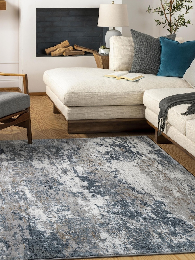 LIVABLISS Blue Flow Allegro Abstract Modern Marble Rug - Image 1 of 8