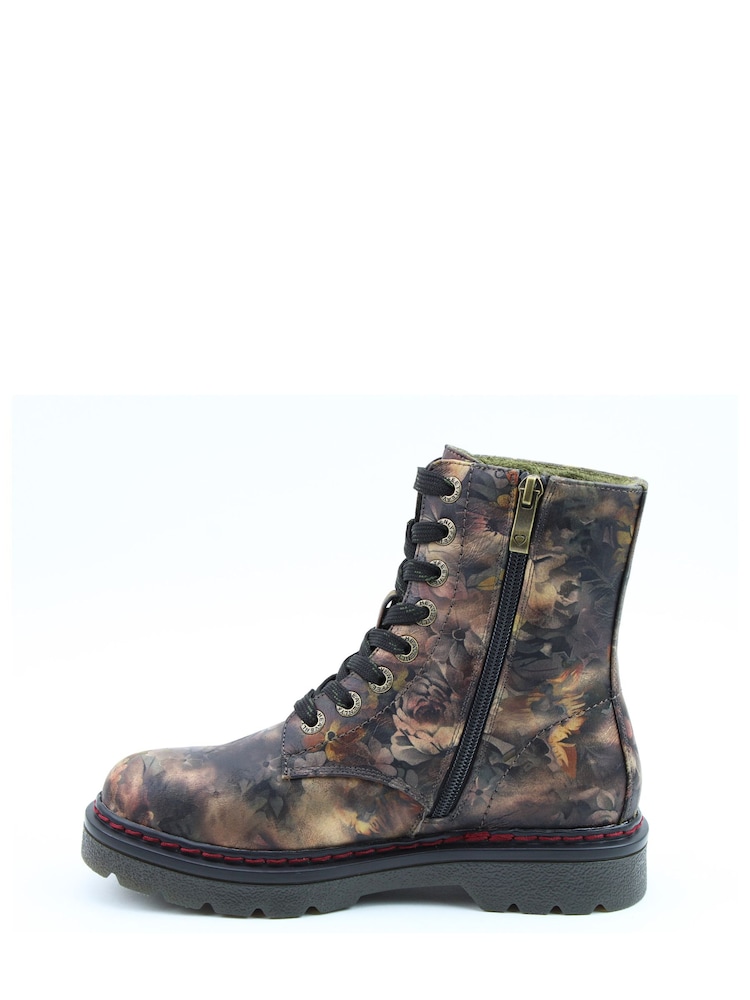 Heavenly Feet Gold Bronze Justina2 Peony Ankle Boots - Image 2 of 6