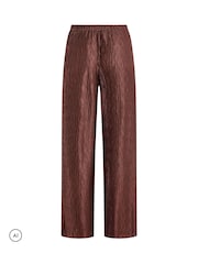 PixieGirl Petite Brown Plissé Wide Leg Trousers - Image 6 of 6