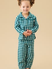 KIDLY by MORI Green Supersoft Check Woven Button Down Pyjamas - Image 1 of 5