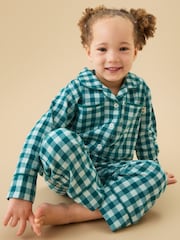 KIDLY by MORI Green Supersoft Check Woven Button Down Pyjamas - Image 2 of 5