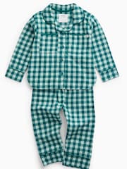 KIDLY by MORI Green Supersoft Check Woven Button Down Pyjamas - Image 3 of 5