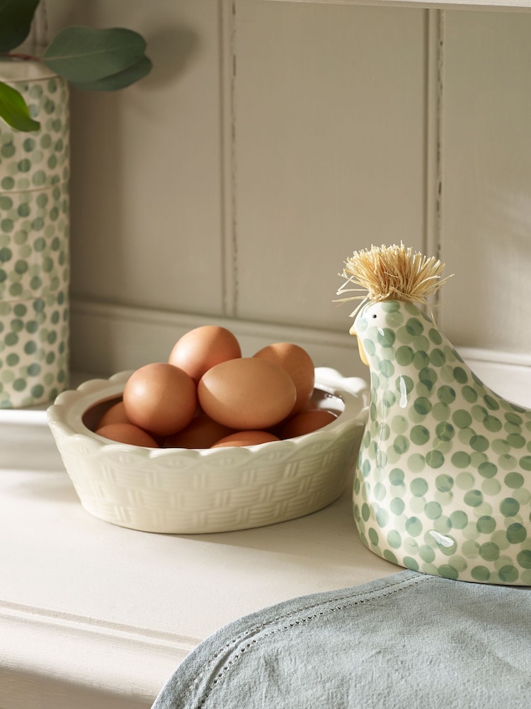 Sage Green Ceramic Chicken Egg House - Image 4 of 7