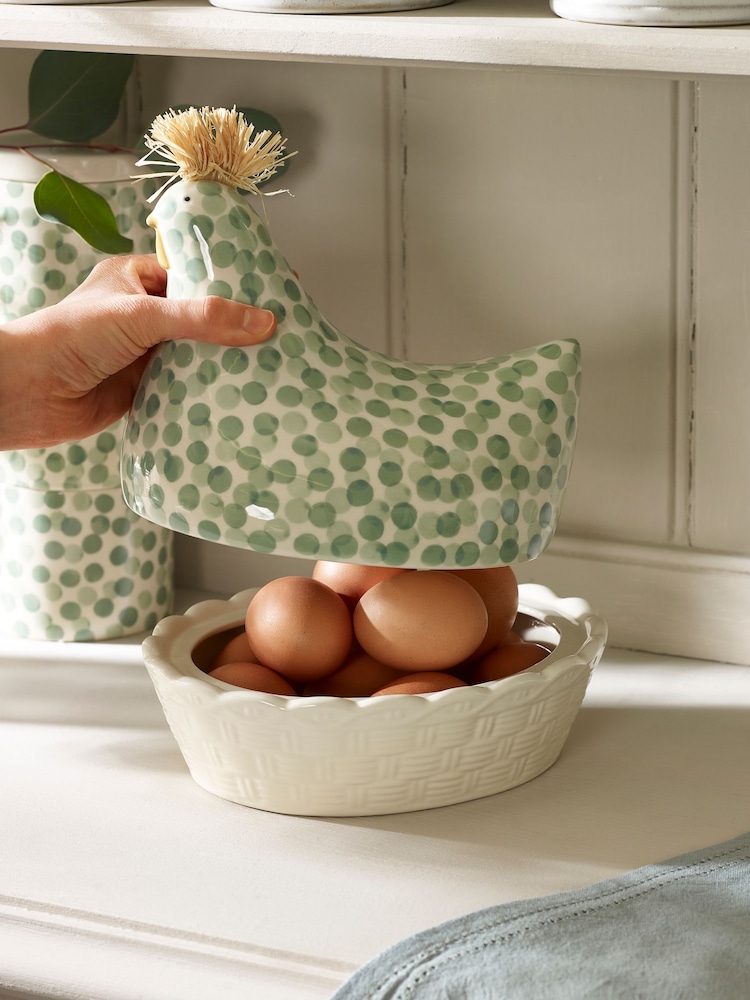 Sage Green Ceramic Chicken Egg House - Image 5 of 7