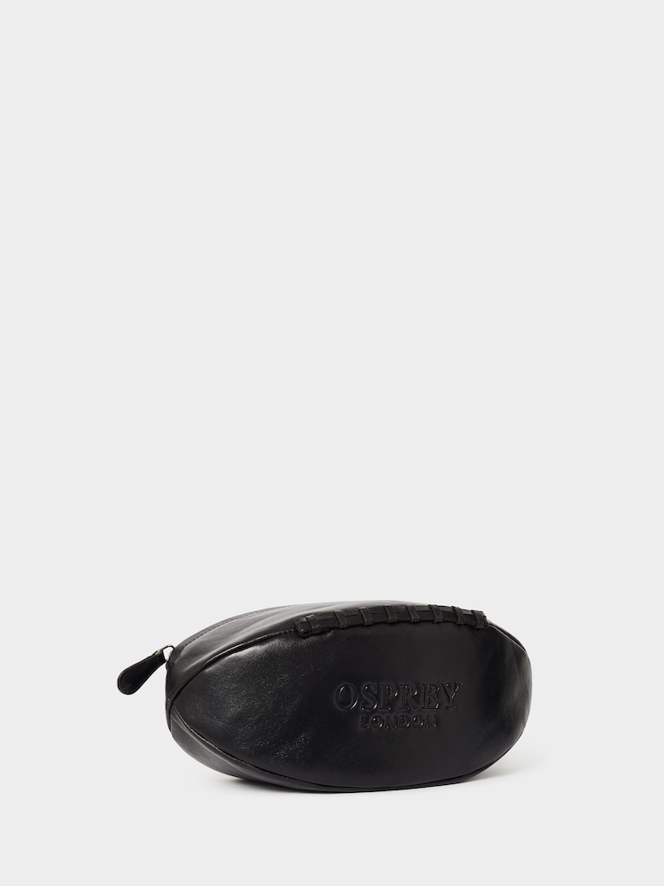 Osprey London Black The Rugger Saddle Leather Washbag - Image 5 of 5 Osprey London Black The Rugger Saddle Leather Washbag - Image 5 of 5