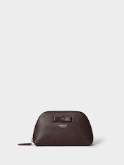 Шоколадно-коричневий - Osprey London Шкіряний косметичний чохол The Bow - Image 1 of 5