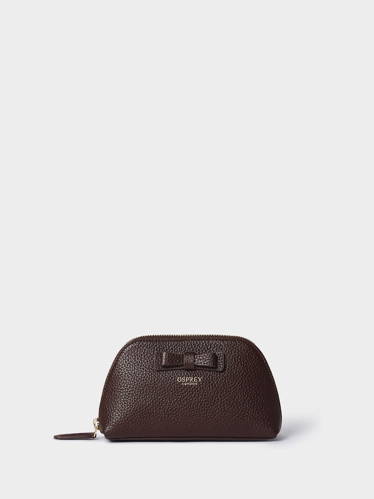 Шоколадно-коричневий - Osprey London Шкіряний косметичний чохол The Bow - Image 1 of 5