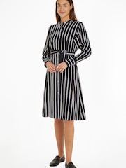 Tommy Hilfiger Blue Argyle Stripe Midi Shirt Dress - Image 1 of 6
