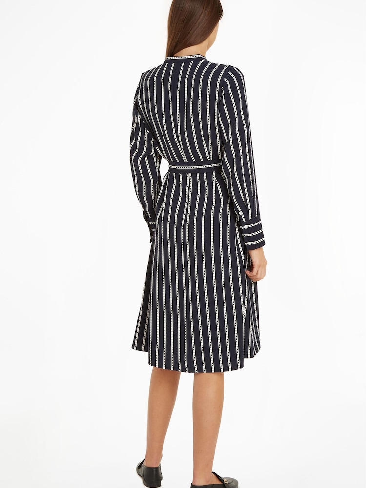 Tommy Hilfiger Blue Argyle Stripe Midi Shirt Dress - Image 2 of 6