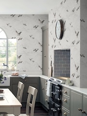Laura Ashley Silver Animalia 10M Wallpaper - Image 1 of 3