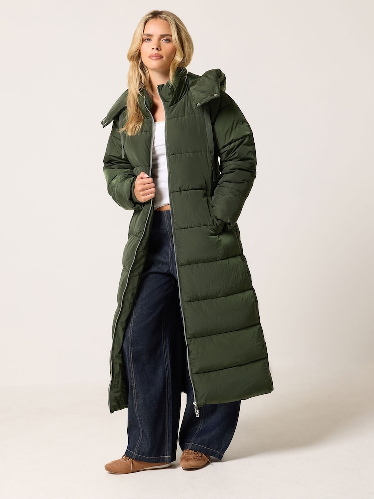 PixieGirl Petite Green Maxi Padded Coat - Image 1 of 6